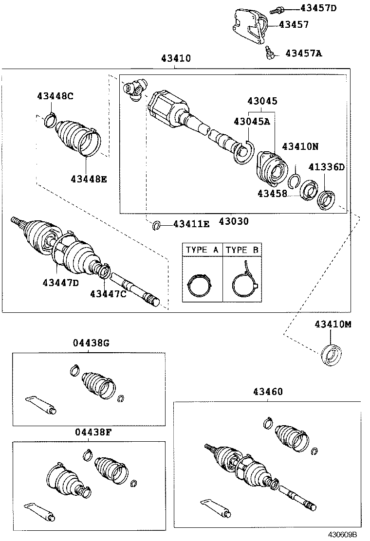 04428-58060 BOOT KIT, FRONT DRIVE SHAFT, IN & OUTBOARD, RH product image