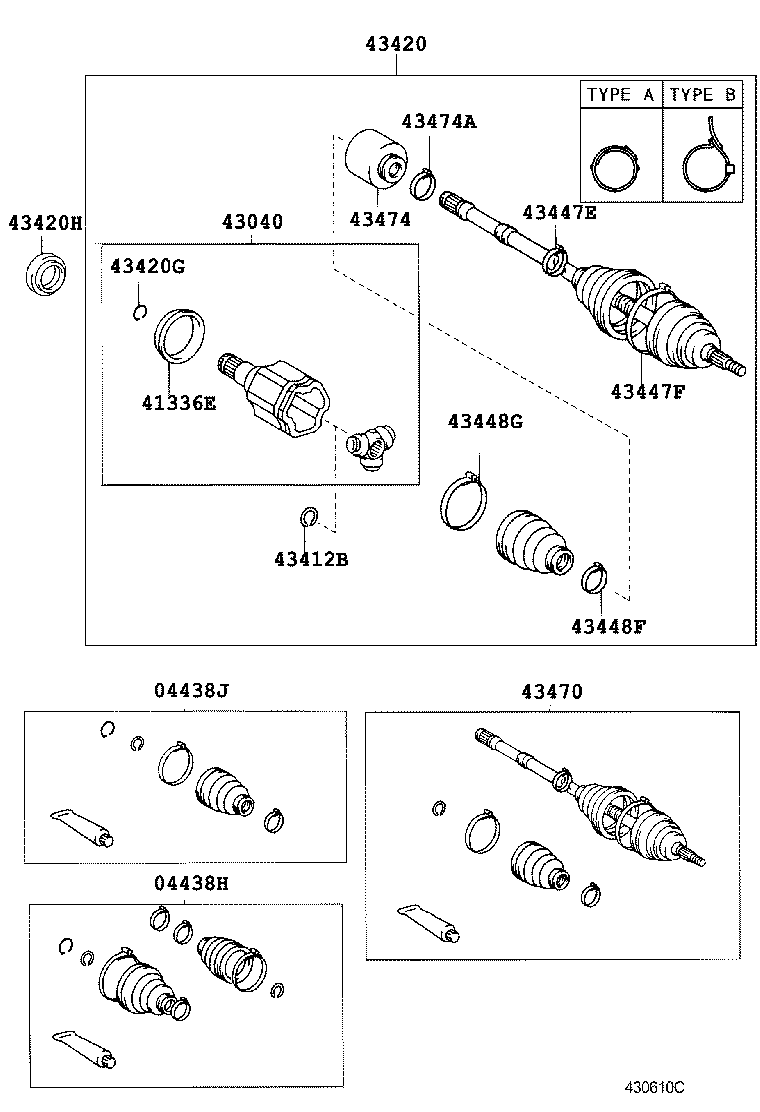 04428-58060 BOOT KIT, FRONT DRIVE SHAFT, IN & OUTBOARD, RH product image