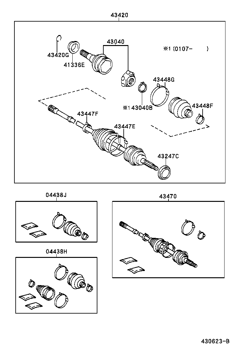 04438-06160 BOOT KIT, FRONT DRIVE SHAFT, IN & OUTBOARD, RH product image