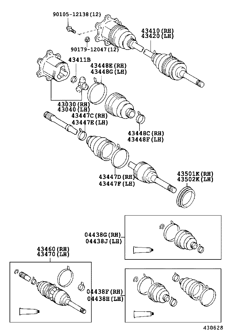 04438-26020 BOOT KIT, FRONT DRIVE SHAFT, IN & OUTBOARD, RH product image