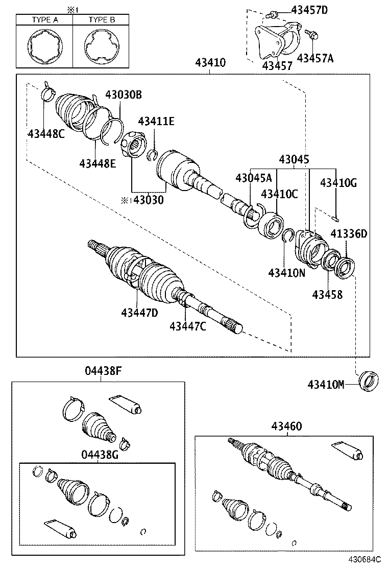 04427-12100 BOOT KIT, FRONT DRIVE SHAFT, IN & OUTBOARD, RH product image
