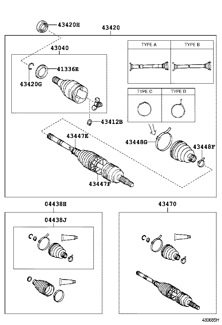 04427-12100 BOOT KIT, FRONT DRIVE SHAFT, IN & OUTBOARD, RH product image
