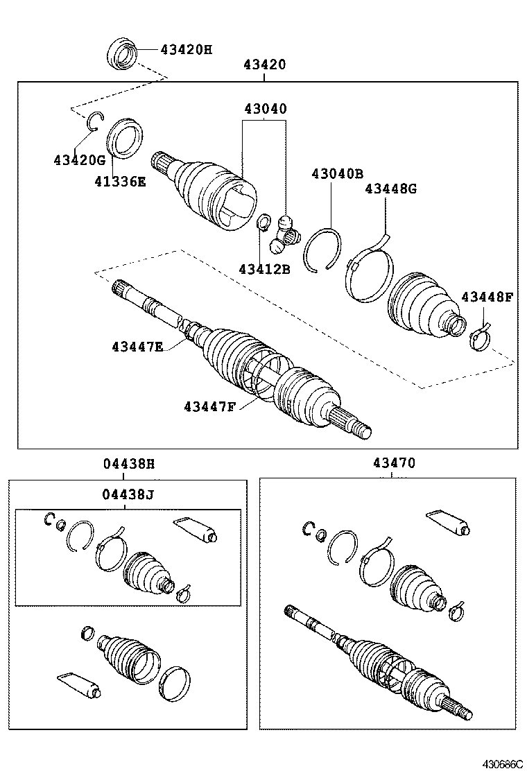 04427-12100 BOOT KIT, FRONT DRIVE SHAFT, IN & OUTBOARD, RH product image