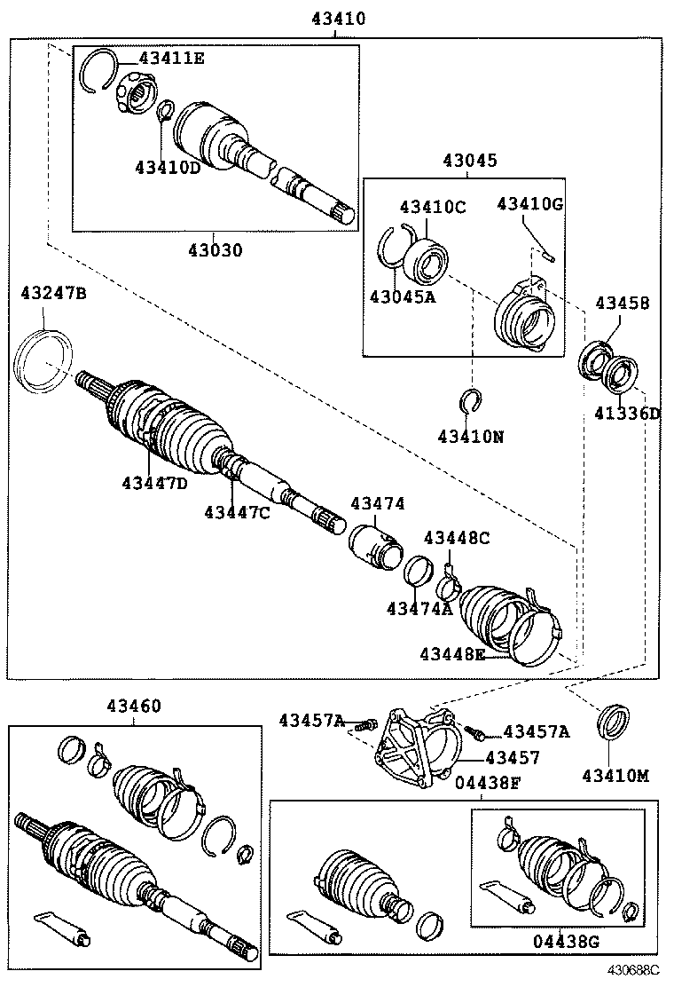 04438-05130 BOOT KIT, FRONT DRIVE SHAFT INBOARD JOINT, RH product image