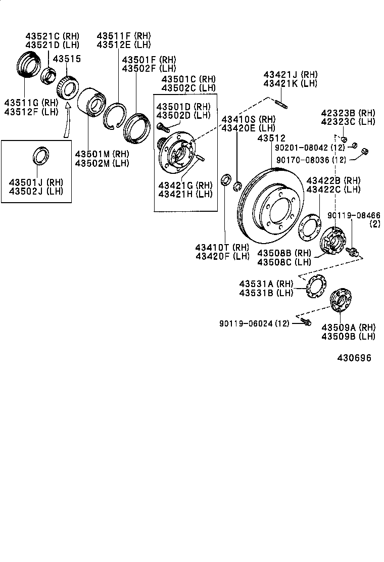 90080-36071 BEARING (FOR FRONT AXLE HUB INNER RH) product image