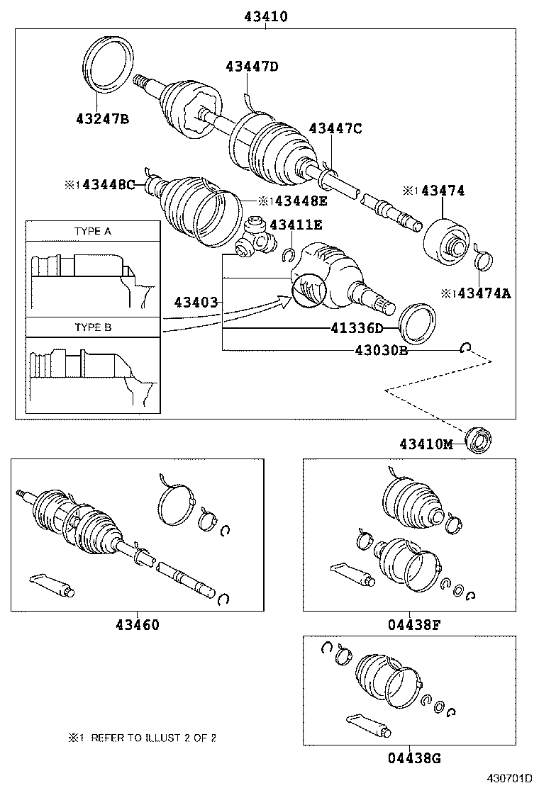 04438-12340 BOOT KIT, FRONT DRIVE SHAFT, IN & OUTBOARD, RH product image