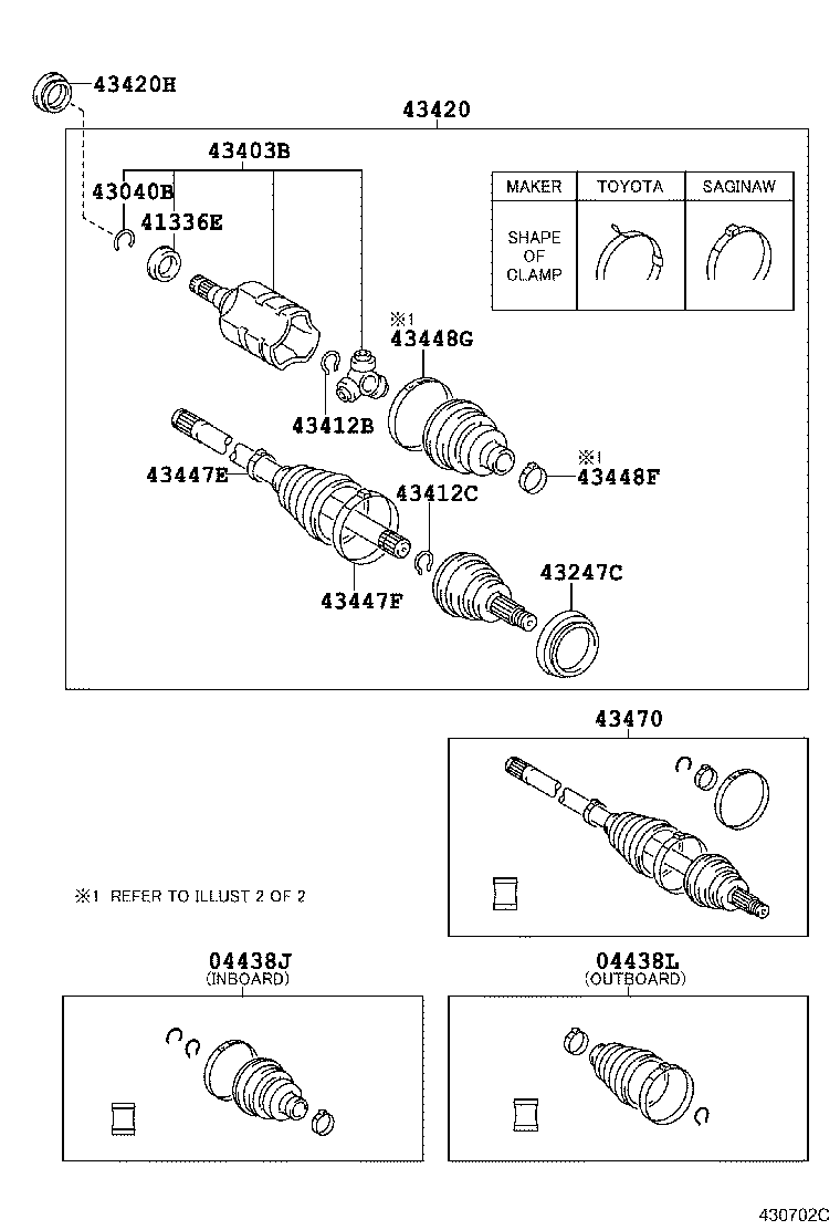 04438-12340 BOOT KIT, FRONT DRIVE SHAFT, IN & OUTBOARD, RH product image