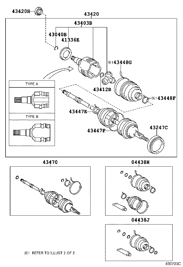 04438-12340 BOOT KIT, FRONT DRIVE SHAFT, IN & OUTBOARD, RH product image