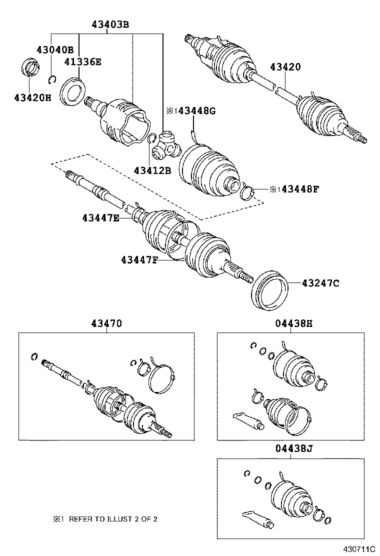 04438-12340 BOOT KIT, FRONT DRIVE SHAFT, IN & OUTBOARD, RH product image