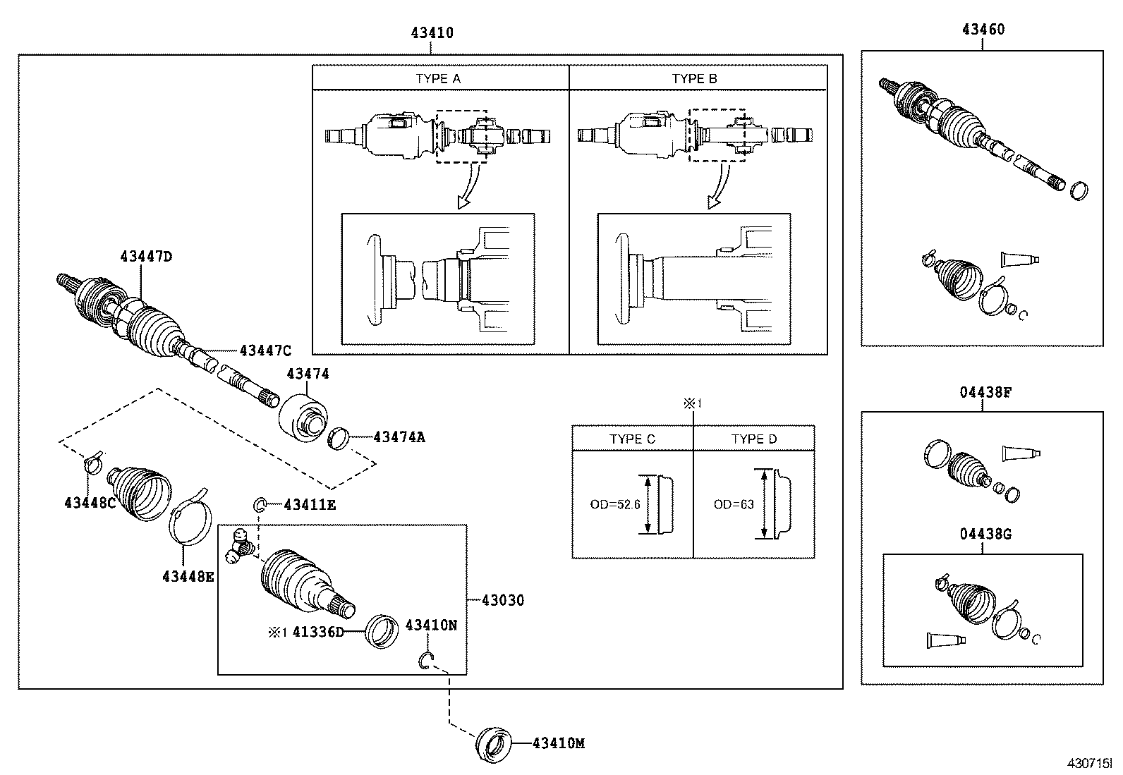 04427-12100 BOOT KIT, FRONT DRIVE SHAFT, IN & OUTBOARD, RH product image