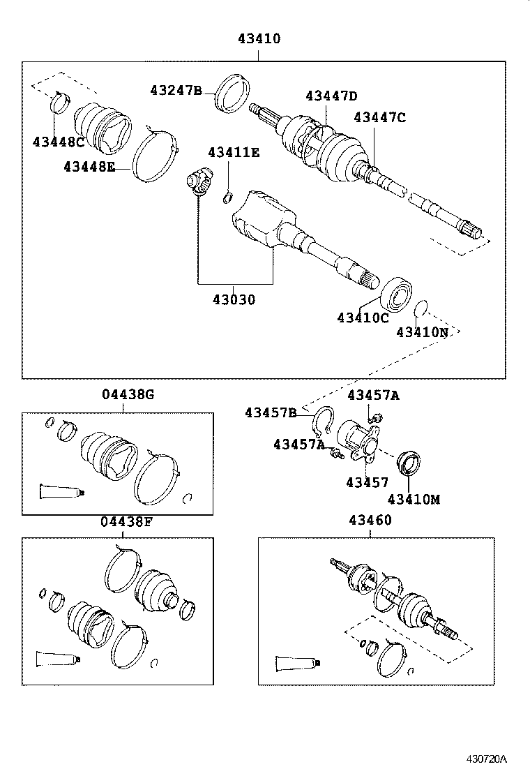 04427-22030 BOOT KIT, FRONT DRIVE SHAFT, IN & OUTBOARD, RH product image