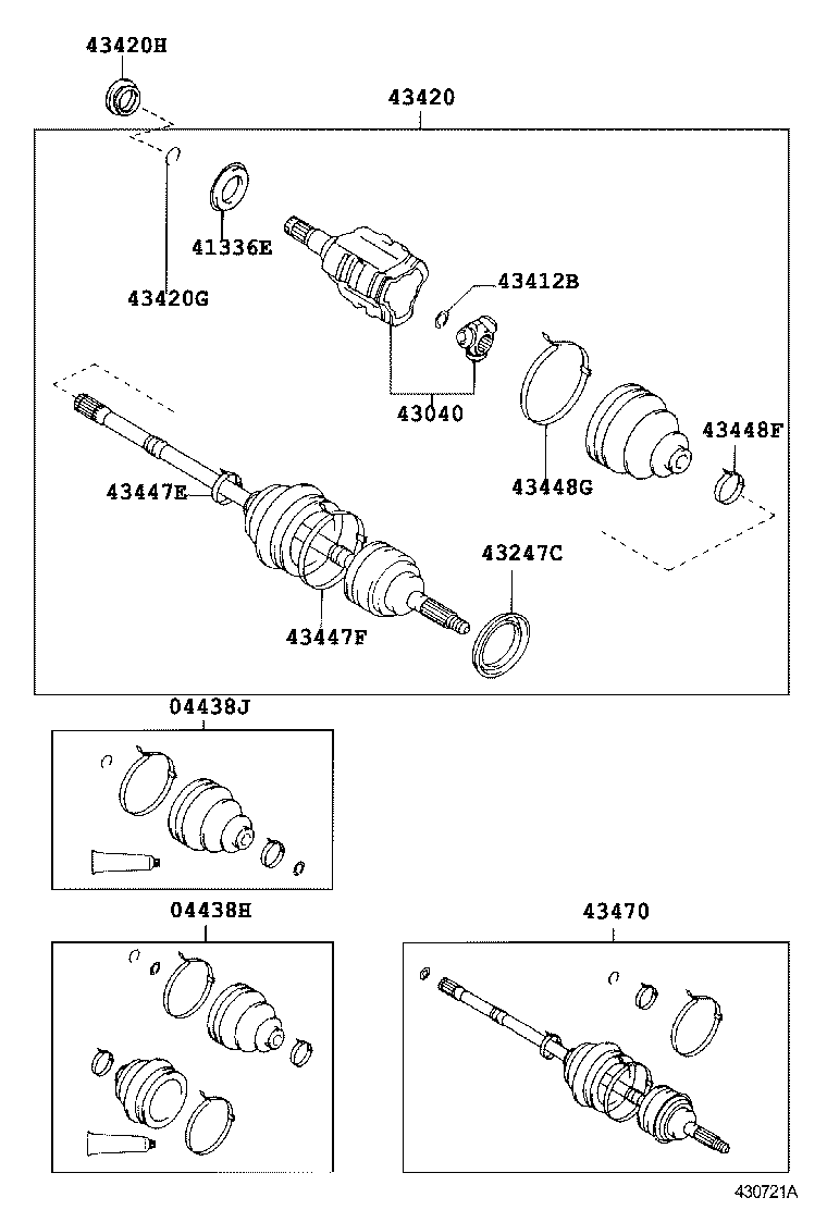 04427-22030 BOOT KIT, FRONT DRIVE SHAFT, IN & OUTBOARD, RH product image