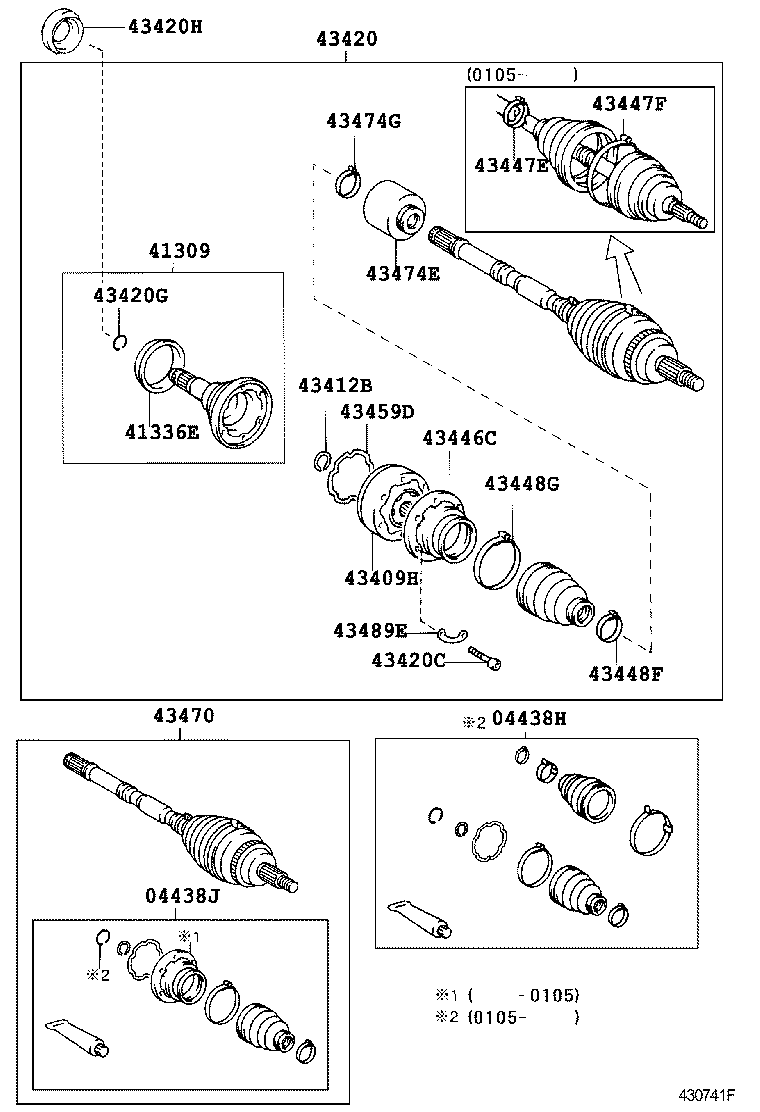 04428-48120 BOOT KIT, FRONT DRIVE SHAFT, IN & OUTBOARD, RH product image