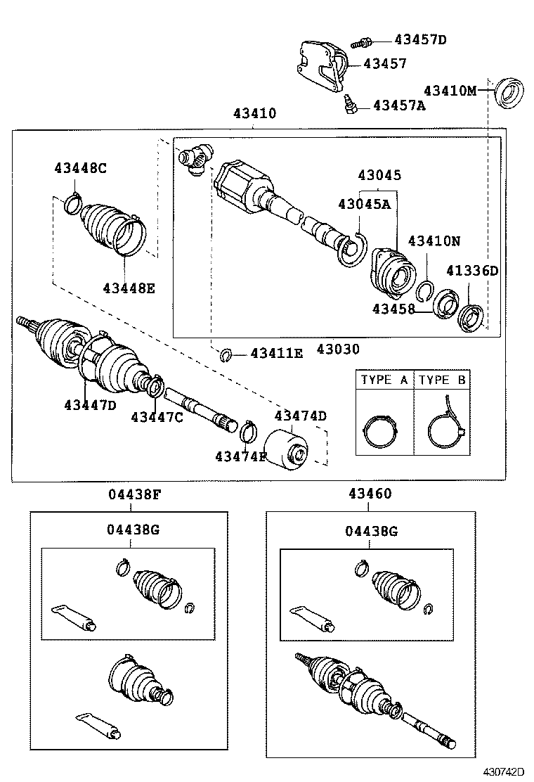 04428-48120 BOOT KIT, FRONT DRIVE SHAFT, IN & OUTBOARD, RH product image
