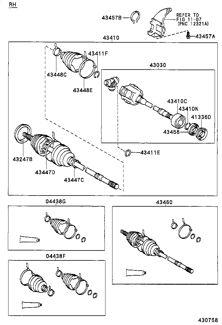 43410-33012 SHAFT ASSY, FRONT DRIVE, RH product image
