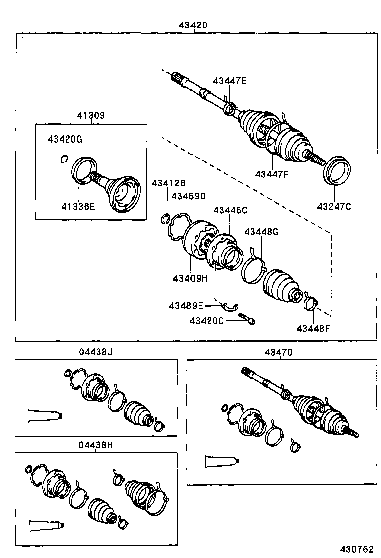 43410-33012 SHAFT ASSY, FRONT DRIVE, RH product image