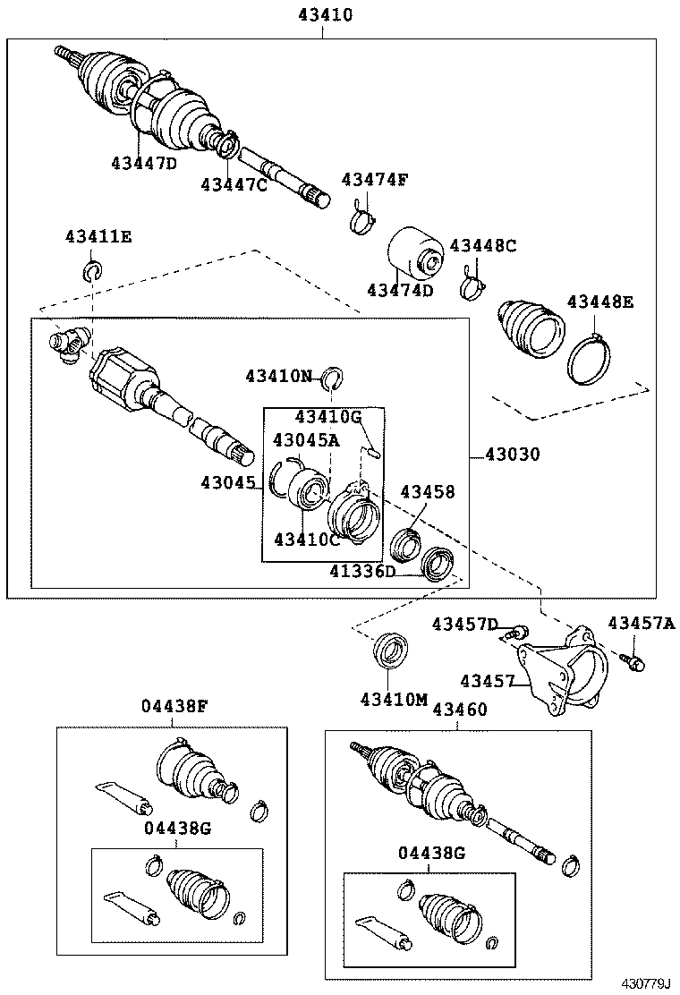 04427-68040 BOOT KIT, FRONT DRIVE SHAFT, IN & OUTBOARD, RH product image