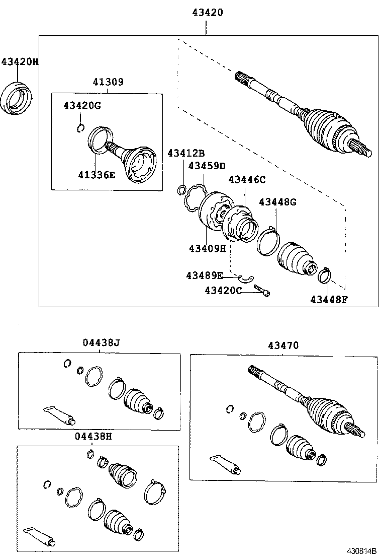 04428-58060 BOOT KIT, FRONT DRIVE SHAFT, IN & OUTBOARD, RH product image