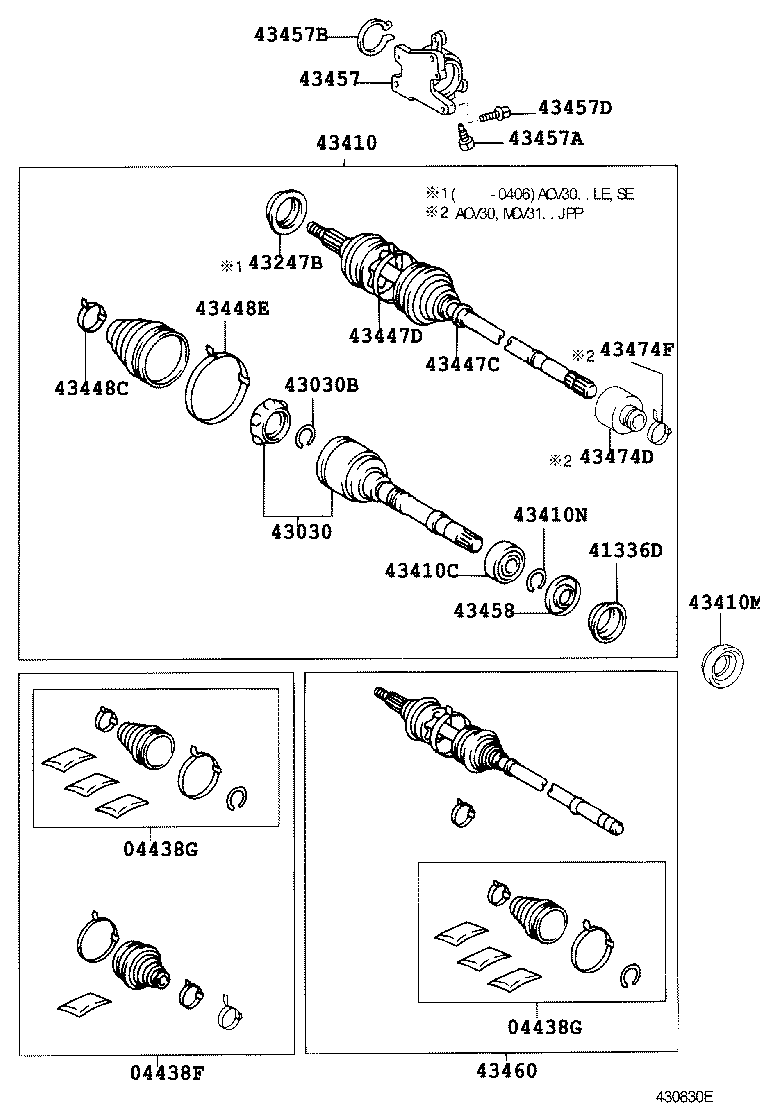 Toyota 43410-0W110 SHAFT ASSY, FRONT DRIVE, RH