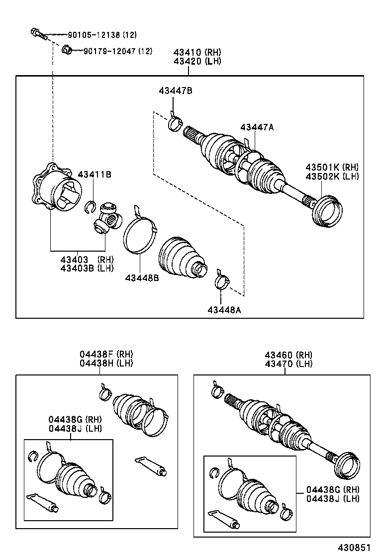 43460-29435 SHAFT ASSY, FRONT DRIVE OUTBOARD JOINT, RH product image