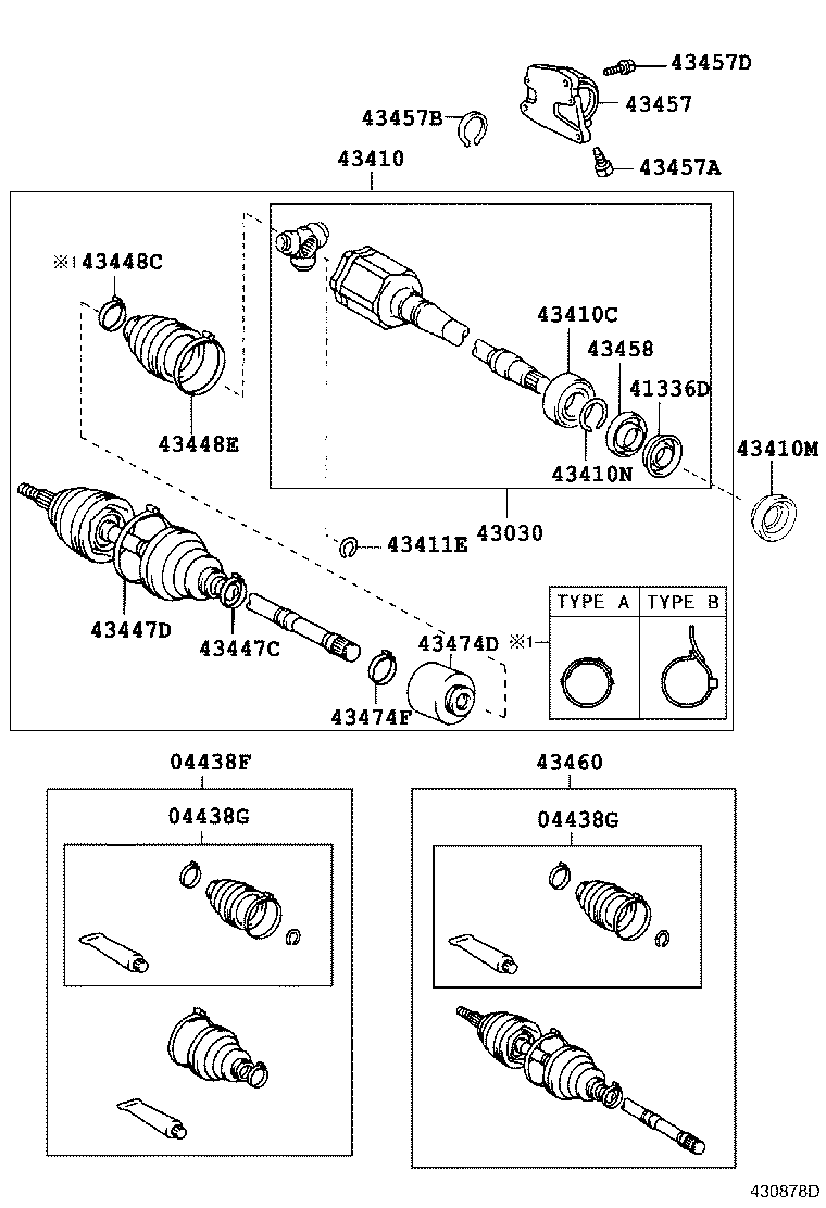 04427-33070 BOOT KIT, FRONT DRIVE SHAFT, IN & OUTBOARD, RH product image
