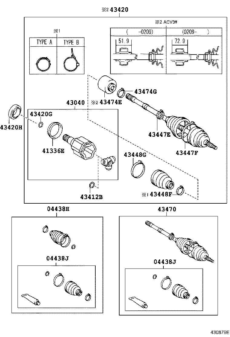 04427-33070 BOOT KIT, FRONT DRIVE SHAFT, IN & OUTBOARD, RH product image
