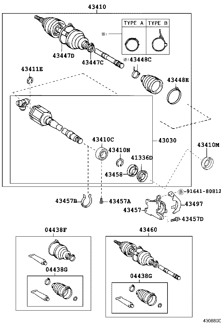 04427-33070 BOOT KIT, FRONT DRIVE SHAFT, IN & OUTBOARD, RH product image