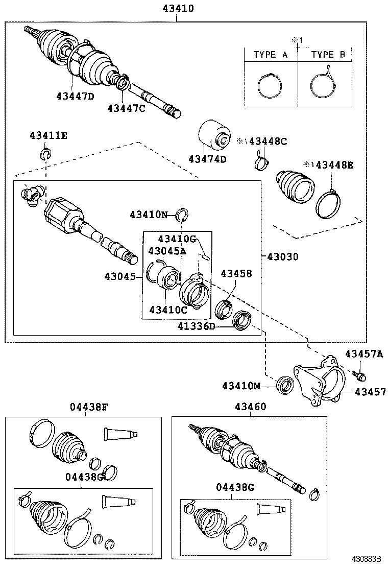 04438-12481 BOOT KIT, FRONT DRIVE SHAFT, IN & OUTBOARD, RH product image