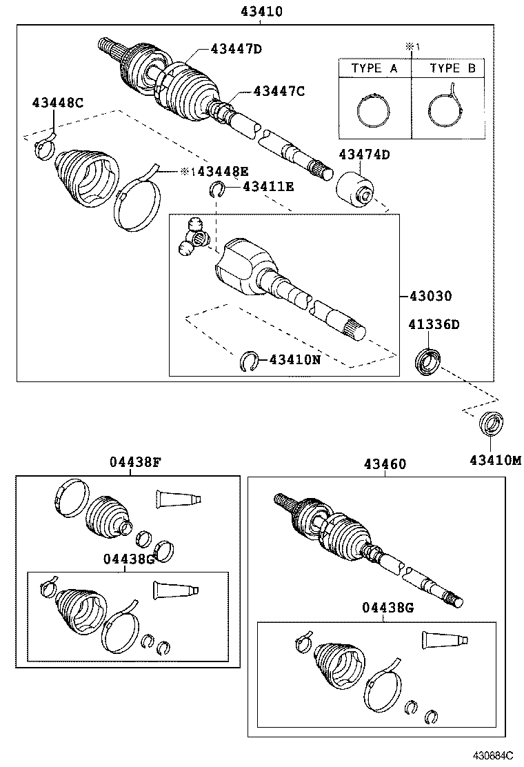 04438-12481 BOOT KIT, FRONT DRIVE SHAFT, IN & OUTBOARD, RH product image