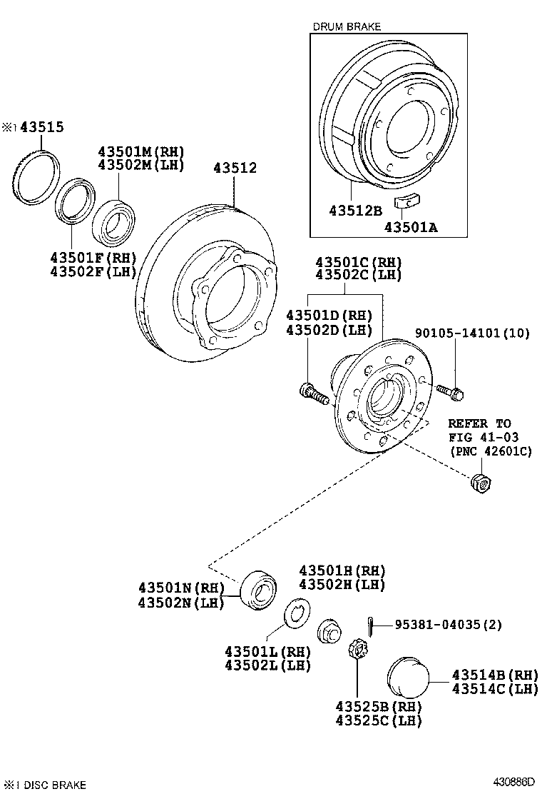 43501-37170 HUB SUB-ASSY, FRONT AXLE, RH product image