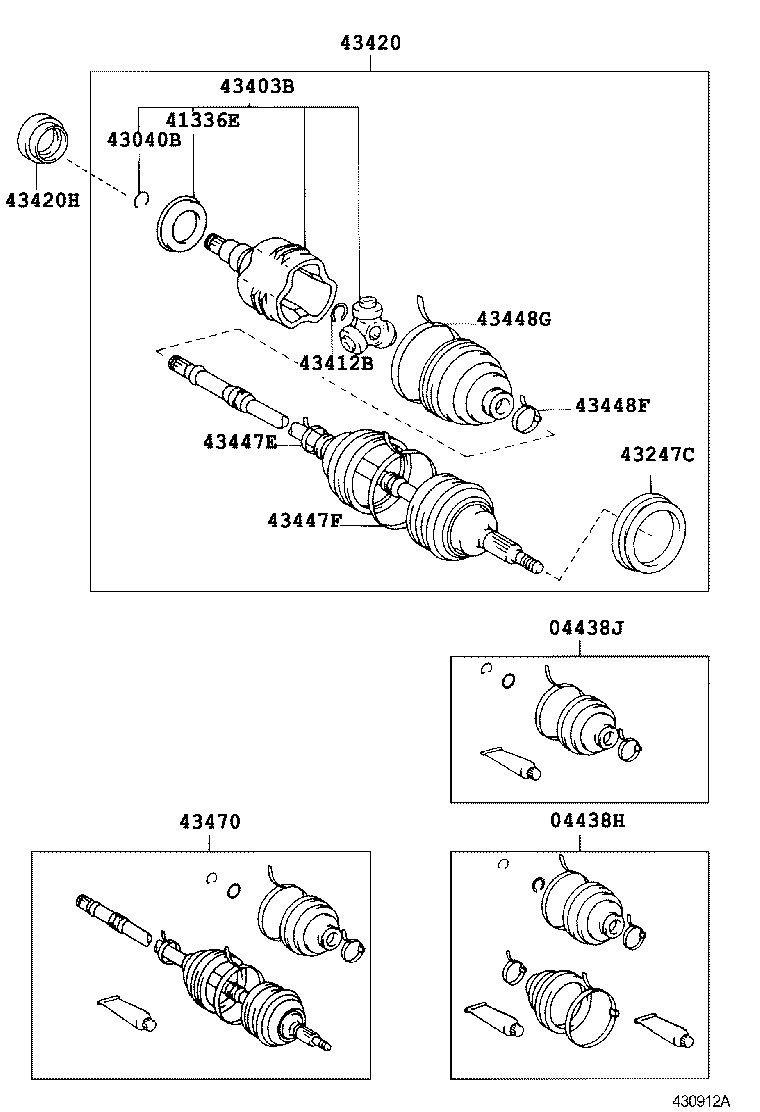 43410-12373 SHAFT ASSY, FRONT DRIVE, RH product image