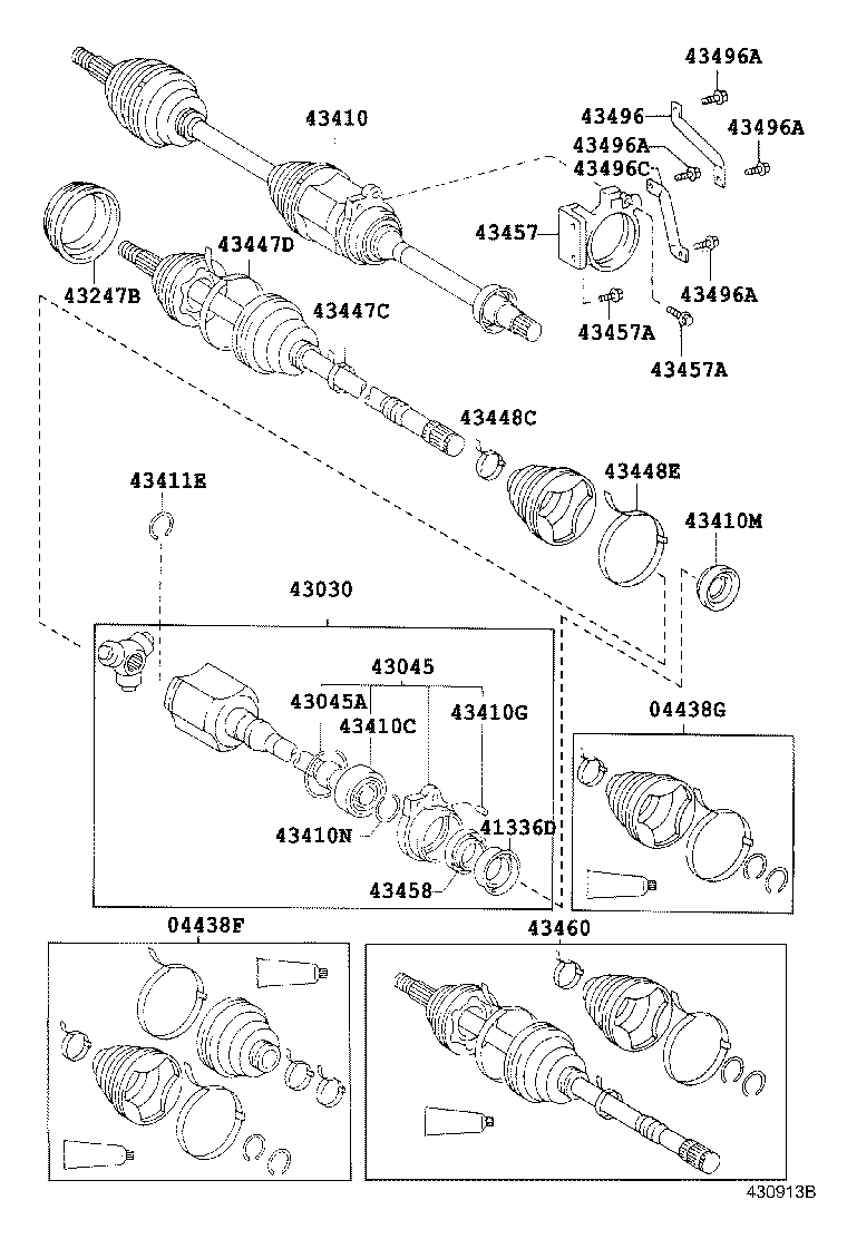 04438-21020 BOOT KIT, FRONT DRIVE SHAFT, IN & OUTBOARD, RH product image