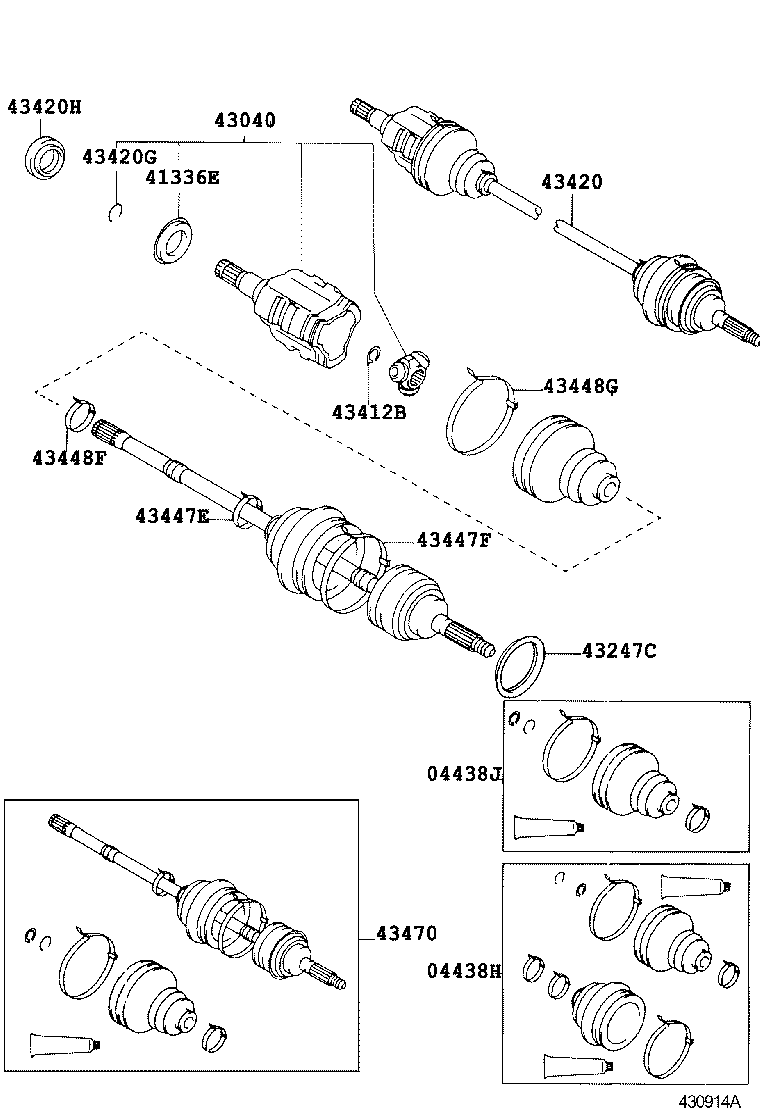 04438-21020 BOOT KIT, FRONT DRIVE SHAFT, IN & OUTBOARD, RH product image
