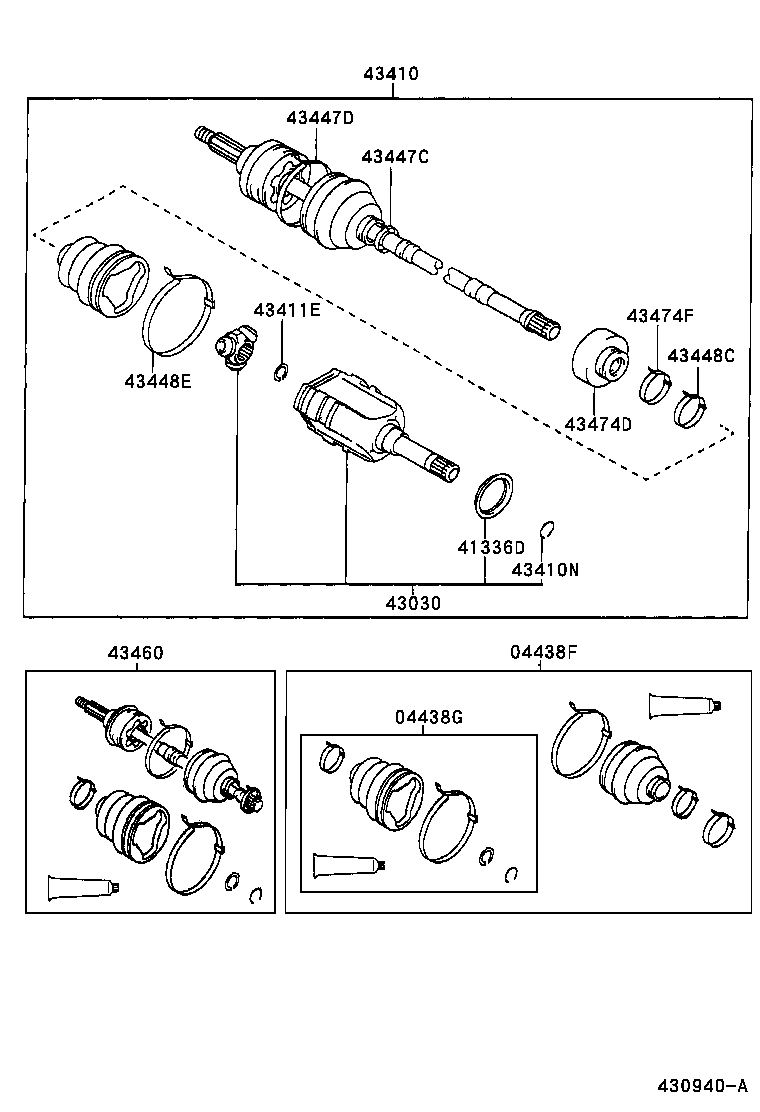 04427-02240 BOOT KIT, FRONT DRIVE SHAFT, IN & OUTBOARD, RH product image