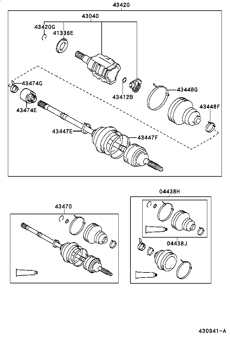 04427-02240 BOOT KIT, FRONT DRIVE SHAFT, IN & OUTBOARD, RH product image