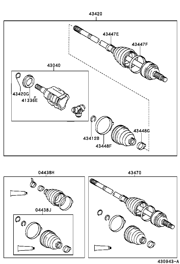 04427-02240 BOOT KIT, FRONT DRIVE SHAFT, IN & OUTBOARD, RH product image