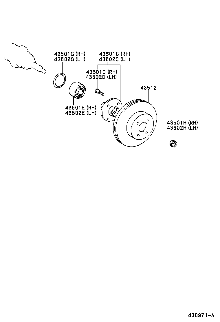 43502-02060 HUB SUB-ASSY, FRONT AXLE, RH product image
