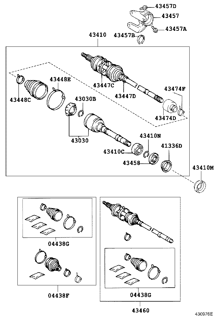 04438-06230 BOOT KIT, FRONT DRIVE SHAFT, IN & OUTBOARD, RH product image