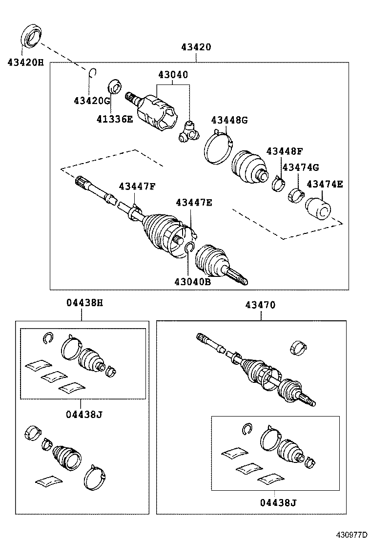 04438-06230 BOOT KIT, FRONT DRIVE SHAFT, IN & OUTBOARD, RH product image