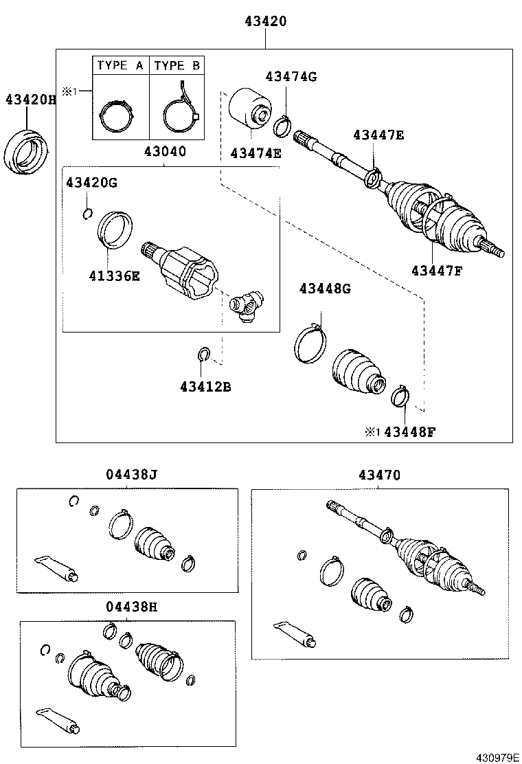 04438-06230 BOOT KIT, FRONT DRIVE SHAFT, IN & OUTBOARD, RH product image