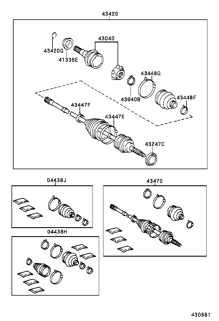 04438-06160 BOOT KIT, FRONT DRIVE SHAFT, IN & OUTBOARD, RH product image