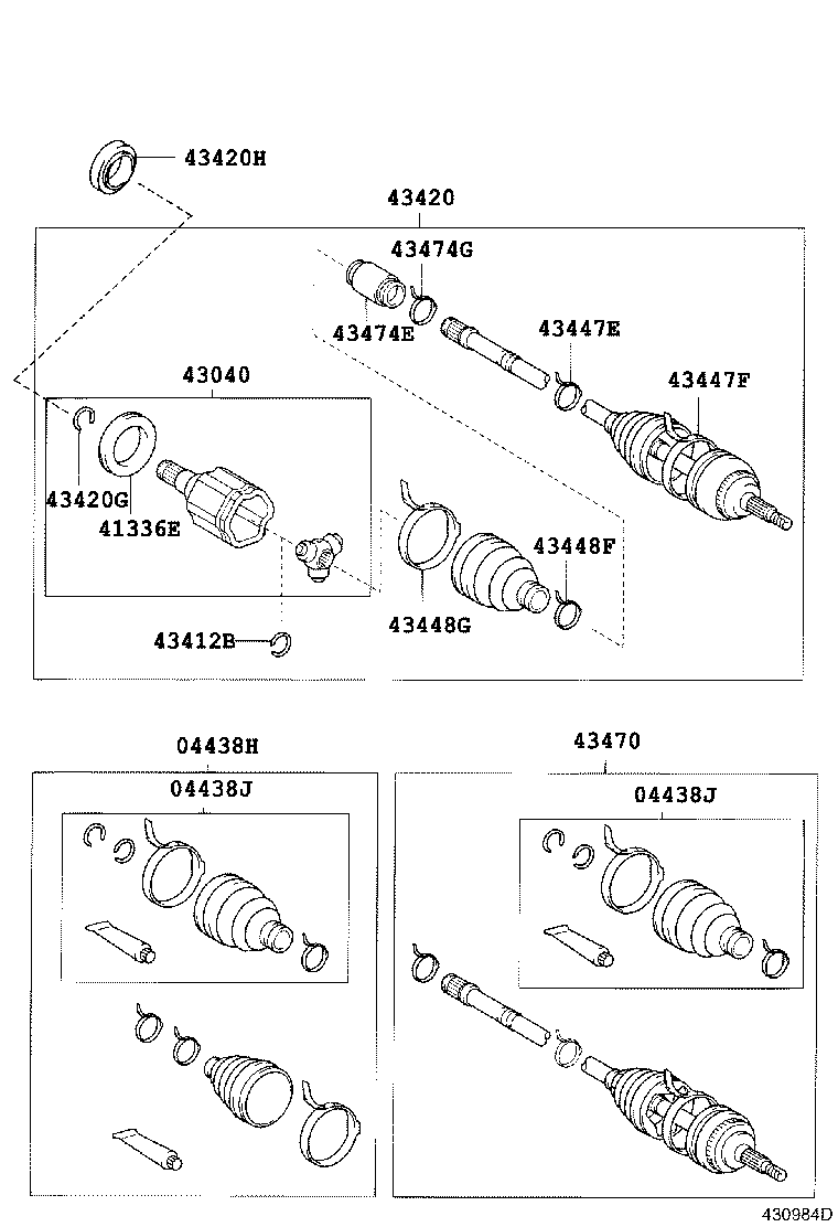 04438-06230 BOOT KIT, FRONT DRIVE SHAFT, IN & OUTBOARD, RH product image
