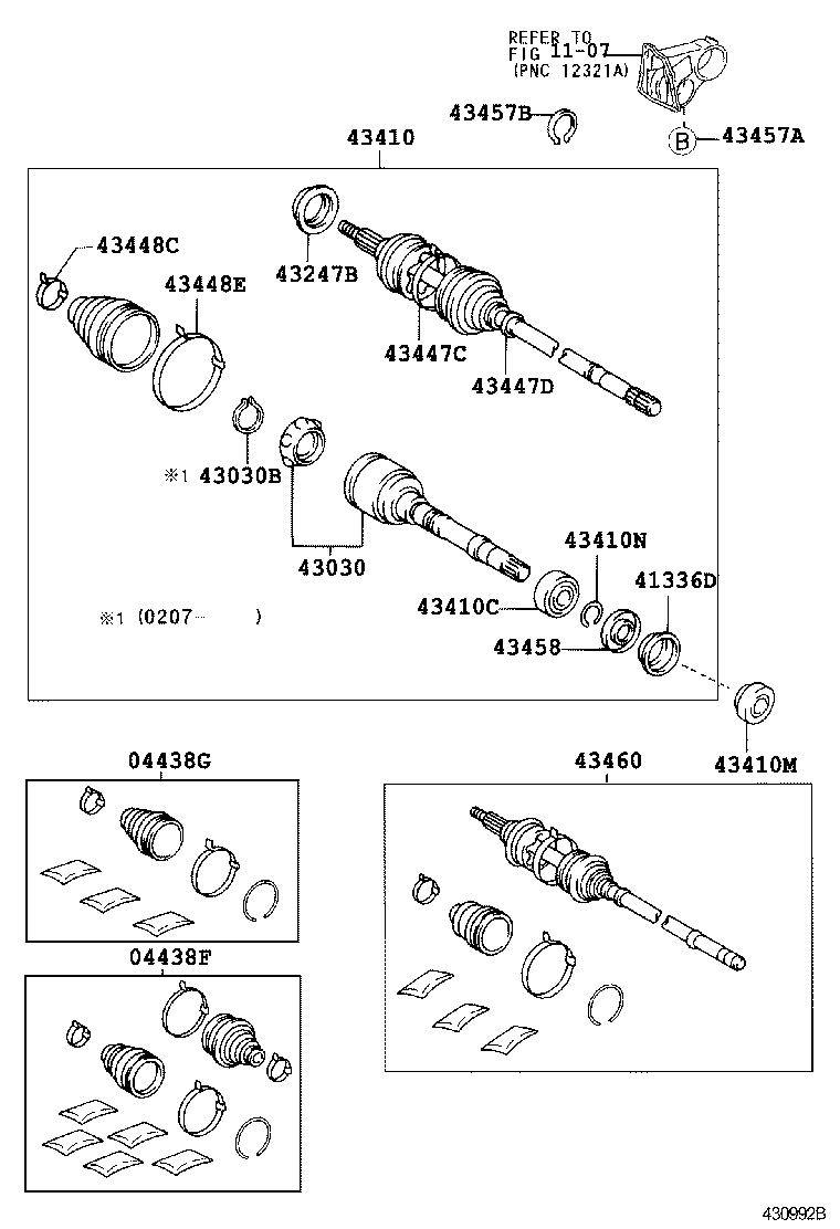 04438-07020 BOOT KIT, FRONT DRIVE SHAFT, IN & OUTBOARD, RH product image