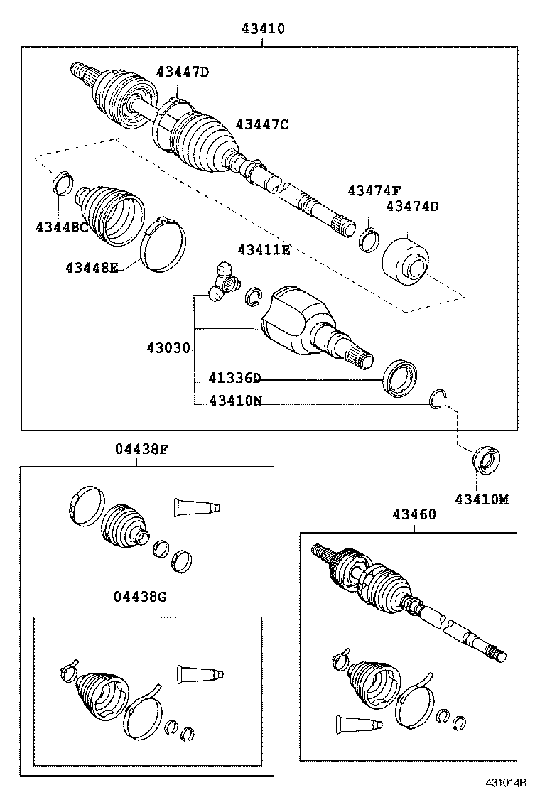 04438-02220 BOOT KIT, FRONT DRIVE SHAFT, IN & OUTBOARD, RH product image