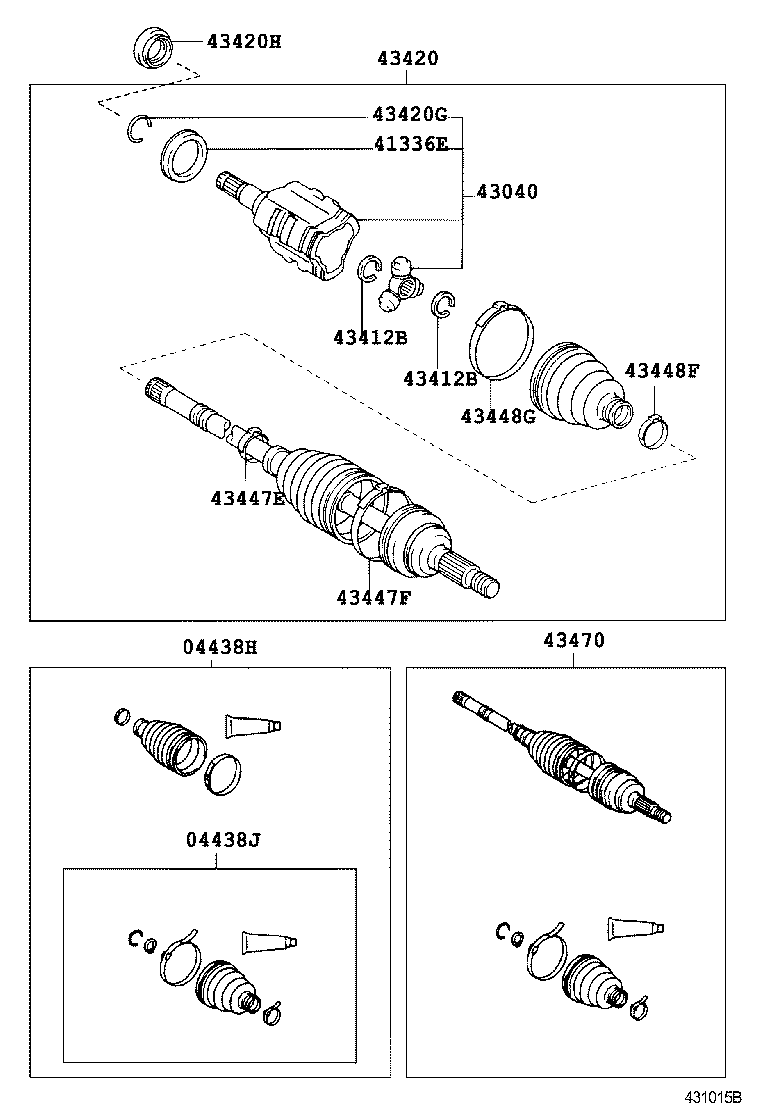 04438-02220 BOOT KIT, FRONT DRIVE SHAFT, IN & OUTBOARD, RH product image
