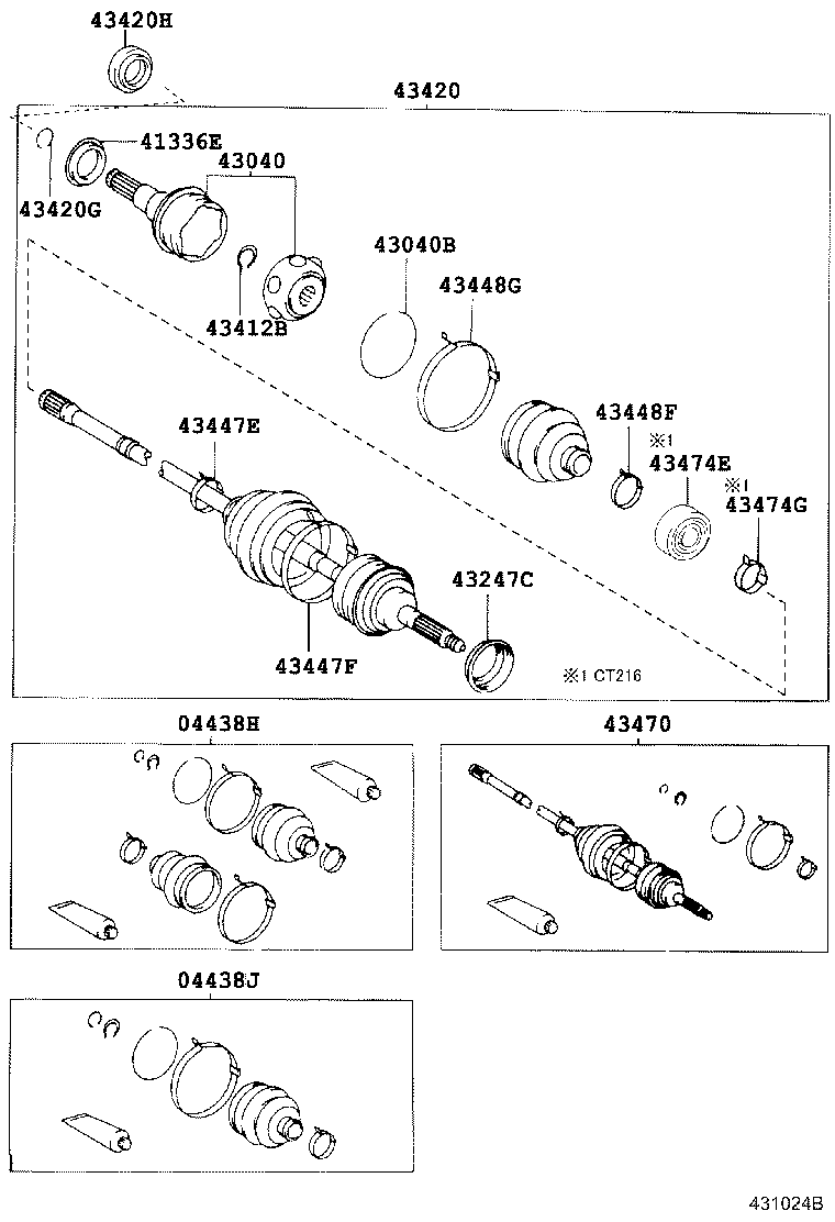 04438-21020 BOOT KIT, FRONT DRIVE SHAFT, IN & OUTBOARD, RH product image
