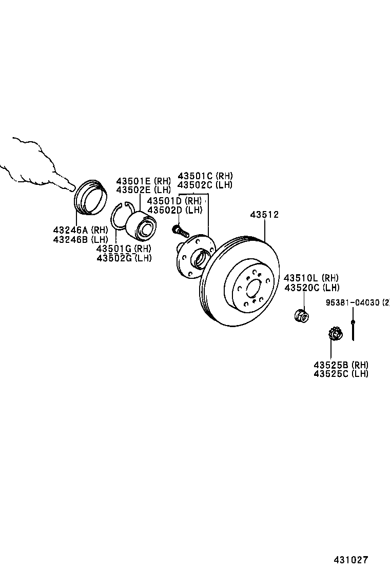 43502-YC020 HUB SUB-ASSY, FRONT AXLE, RH product image