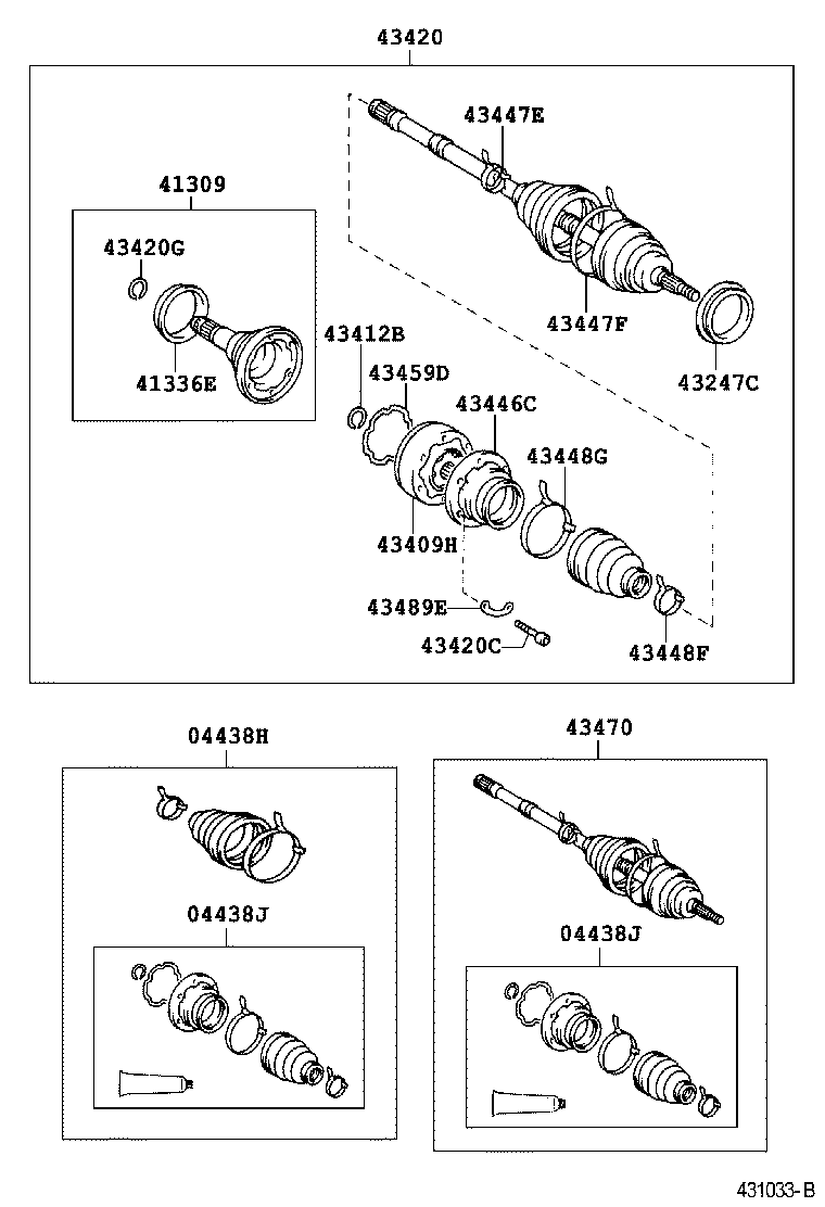 04428-06190 BOOT KIT, FRONT DRIVE SHAFT, IN & OUTBOARD, LH product image