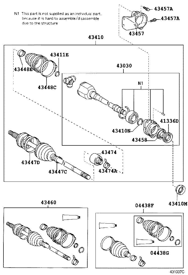 04438-02220 BOOT KIT, FRONT DRIVE SHAFT, IN & OUTBOARD, RH product image