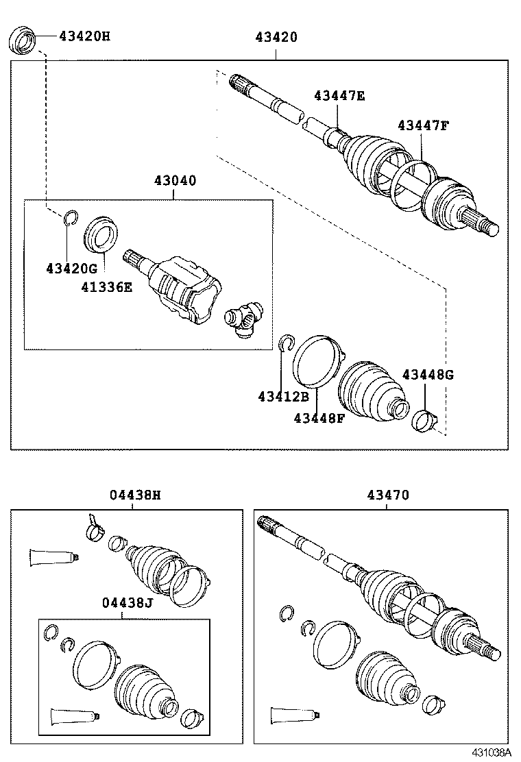 04438-02220 BOOT KIT, FRONT DRIVE SHAFT, IN & OUTBOARD, RH product image